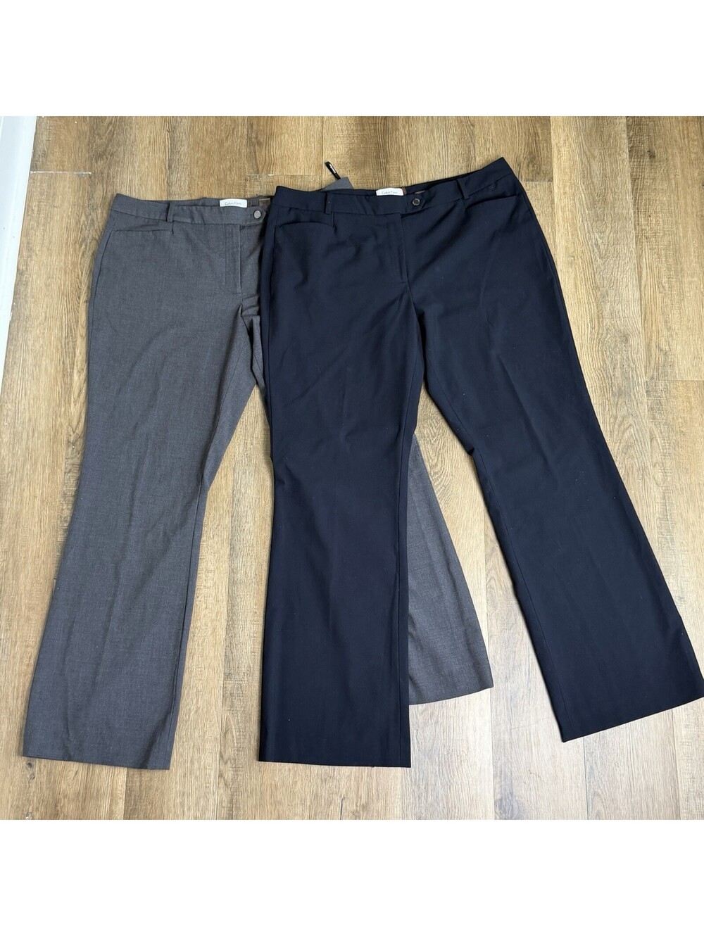 Calvin Klein Modern Fit Women’s Dress Pants Lot of 2 Size 14 Black Gray Stretch
